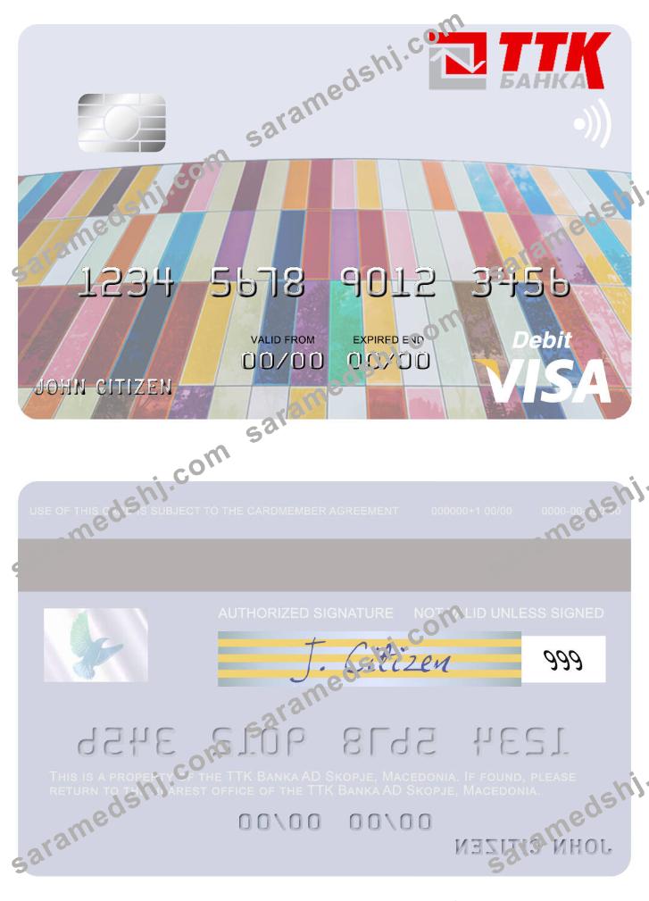 Macedonia TTK Banka AD Skopje visa debit card